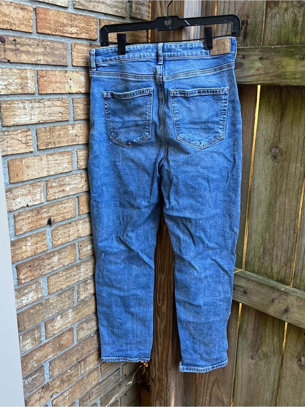 American Eagle Outfitters Medium Blue Distressed Straight Leg Mom Jeans - Picture 3 of 5